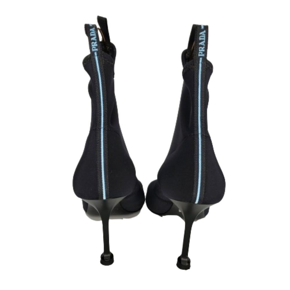 Prada Neoprene Pointed Open Toe Sock 90 Boots - image 3